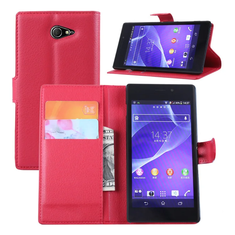 Selling Back Cover For Xperia M2 Pu Leather Flip Case Stand Wallet Cases - Buy Back Cover For Sony Xperia M2 Case,Leather Cover For Sony Xperia M2 Case,Flip Stand Wallet