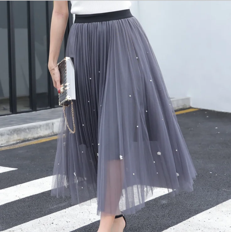 high waisted tulle maxi skirt