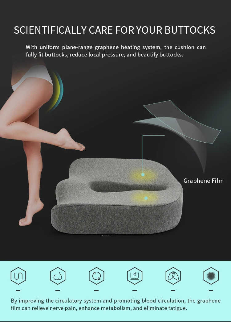 Graphene Usb Memory Foam Car Heating Cushion Rechargeable Battery Powered Heated Car Seat Cushion