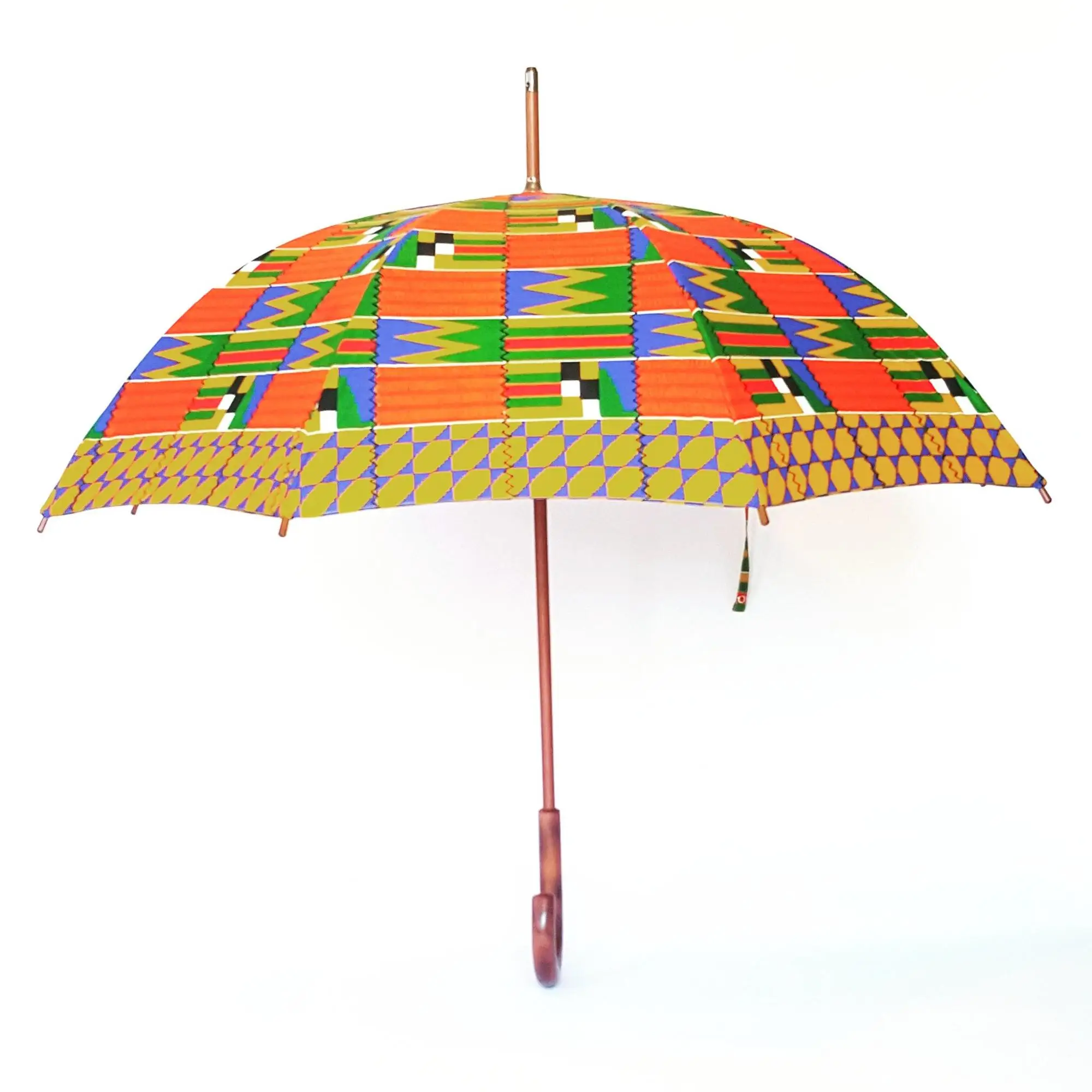 Fishing Unique Ankara Print Umbrellas Wooden Handle Shaft African Style