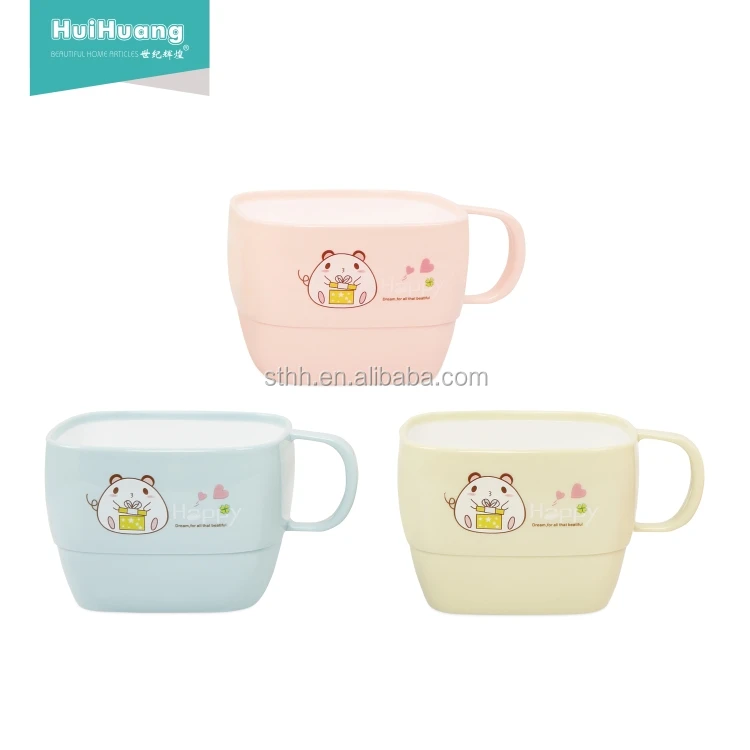 High quality stackable cute square drinking bulk plastic coffee mugs with handle  .jpg