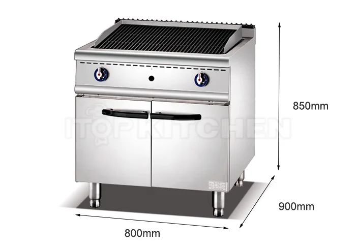 Stainless Steel Commercial BBQ Grill/Gas Lava Rock Grill With Cabinet Commercial Grill Range with Oven