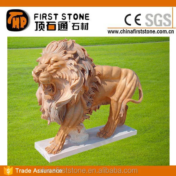 GAB618 Black Basalt Life Size Lion Statue