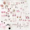 INFANTA JEWELRY Lovely maiden heart pink earring findings/flowers/love wings/mink hair/ball ornaments ear ring display for women