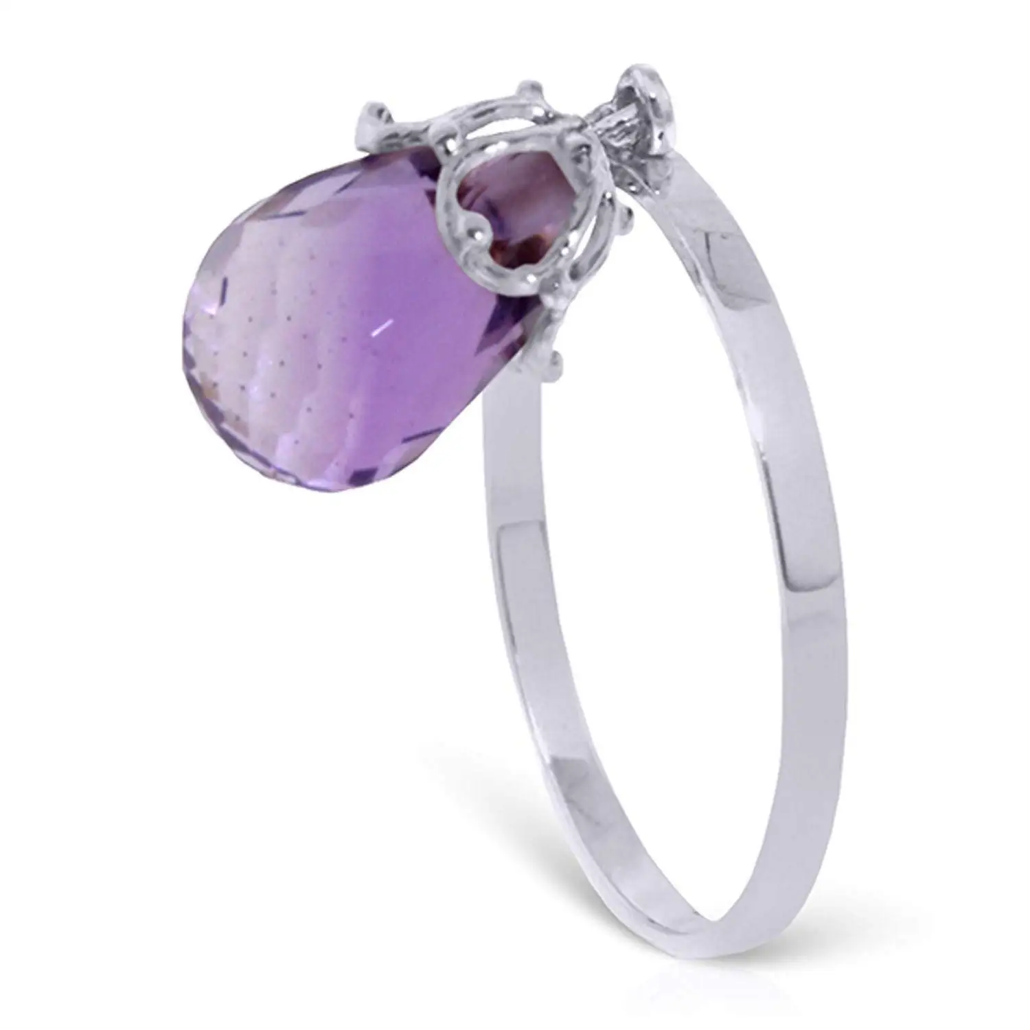 Sterling Silver Left Right Long Dangle Purple Amethyst Briolette Ear Cuff Wrap Set