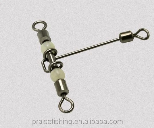 Fishing 3 Way Rolling Swivel T-shape Cross-line Mini Luminous Beads with L L8A4