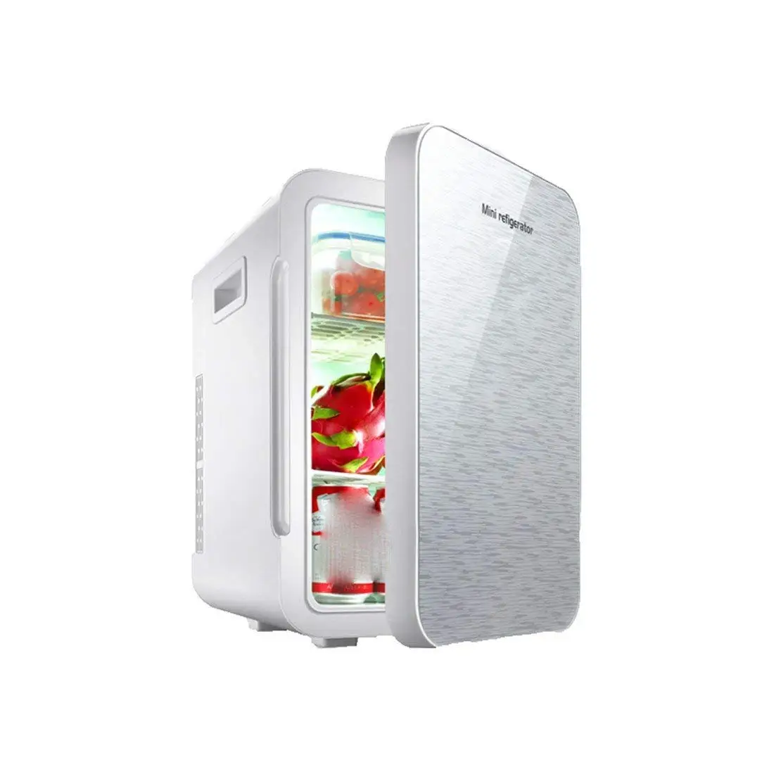 STAZSX Refrigeration refrigerator car small refrigerator mini car refrigerator single door refrigerator refrigeration/heating refrigerator, silver 22L-45X34X29cm