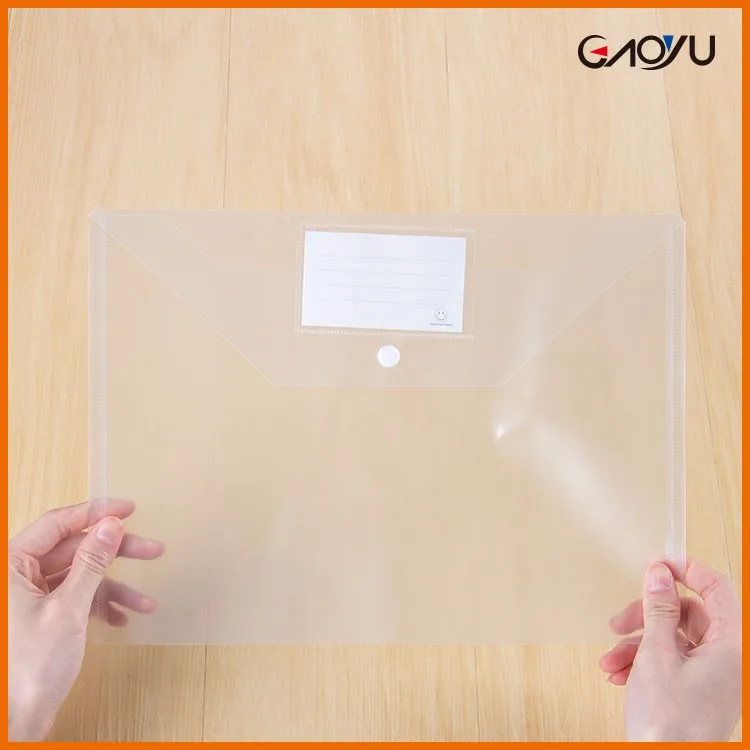 2017 No Ring Custom Transparent PP Plastic Sheets Cheap Pocket File Folder