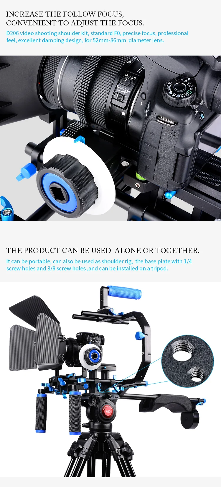 Yelangu D206 Dslr Handheld Camera Shoulder Mount Rig Kit + Follow Focus