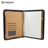 TongKai A5 Leather Business Zipper Pen Loop Ring Binder with Card Insertion