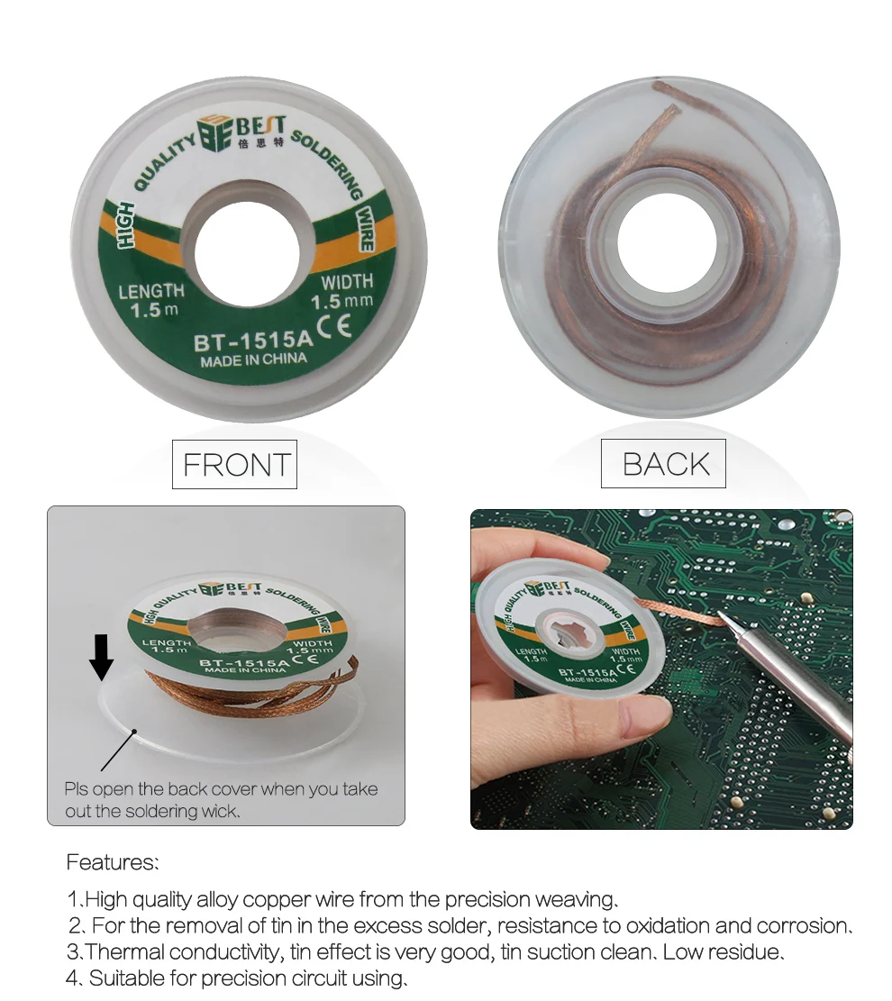Factory Direct High Quality Soldering Desoldering Wick BGA Soldering Desoldering Wire for Iron PCB Repair Tool