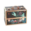 Beautify Large Jungle Professional Makeup Cosmetic Organizer Train Case Lockable Storage with Rose Gold Handles