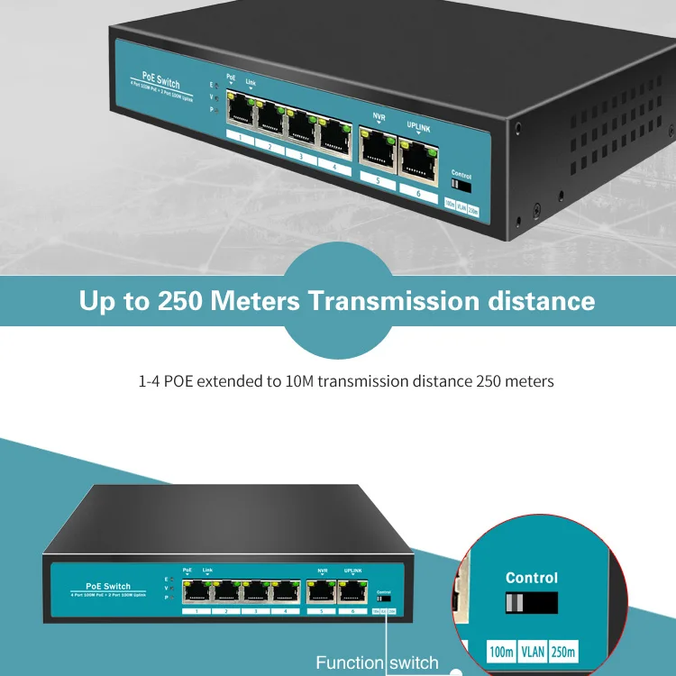 Sailsky 48v Switch Poe 100M Standard 4 Port Network Fast Ethernet Switch Poe Switch For Ap