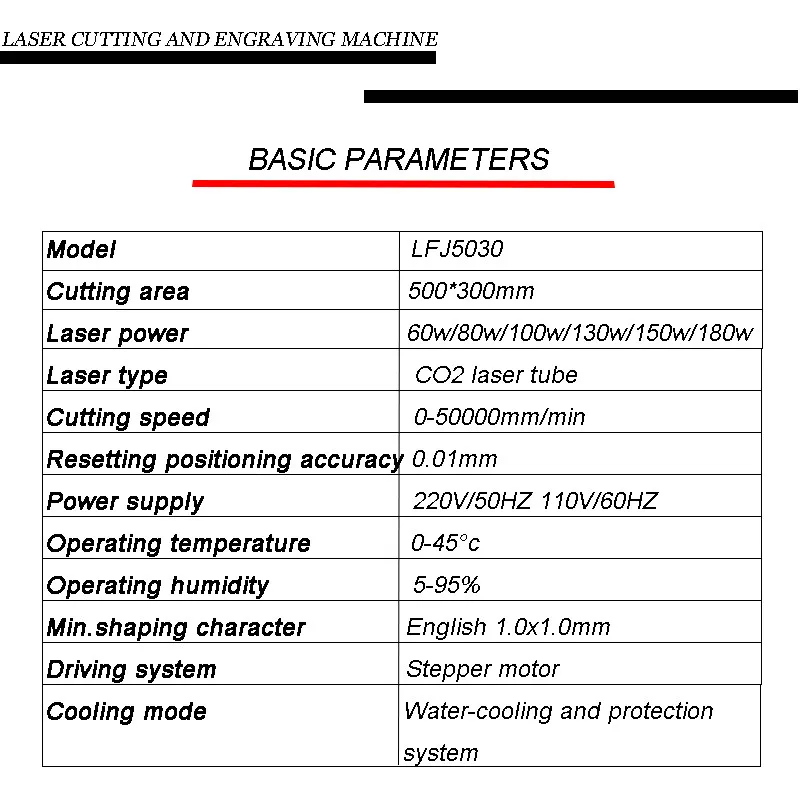 Newest 5030 laser cutting machine for marquetry for Plastic/leather/mdf/acrylic