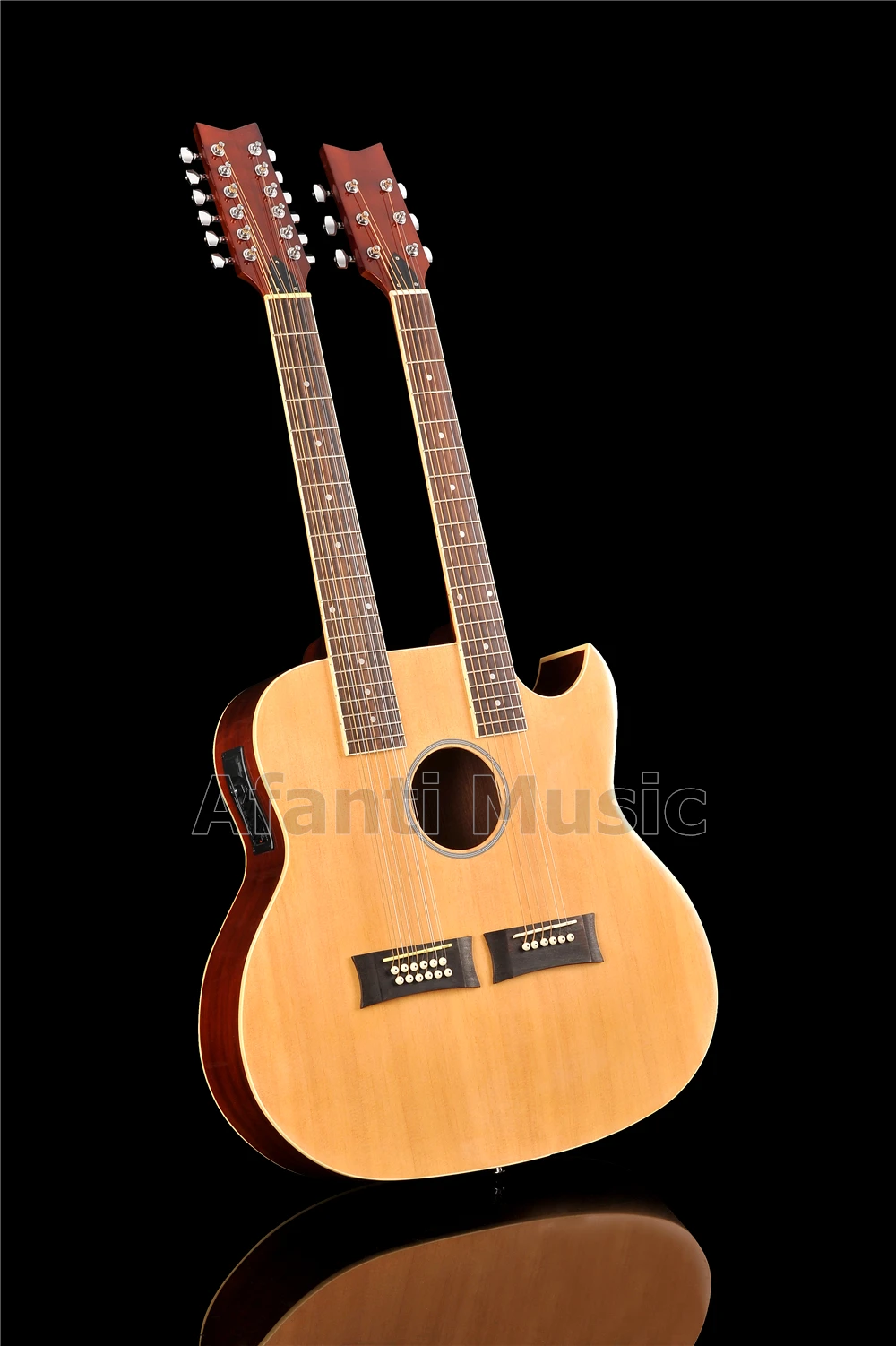 Afanti Music Double Neck 12+6 Strings Acoustic Guitar With Eq (adn-1212 ...
