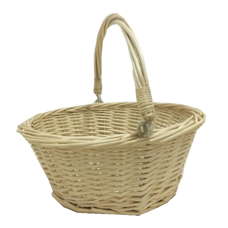 Wicker Gift Storage Basket With Handle Folding Natural Buy Oval