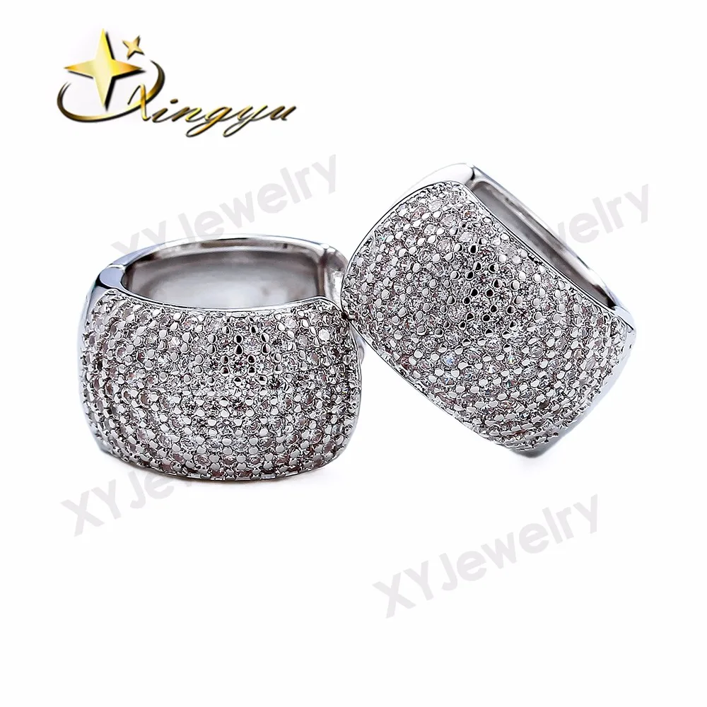 Micro Pave 18 K Gold Plated Hoop Earrings Cz Diamond Womens Fashion