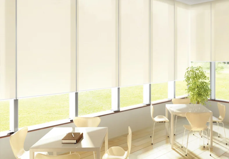 Dongguan transparent outdoor sun protection fabric roller blinds for windows