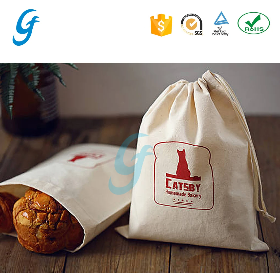 Natura Canvas Organic Small Eco Cloth Printed Custom Cosmetic Shoe Gift