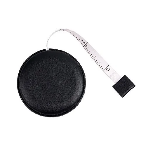 Custom Black Color Round Pu Leather Tape Measure Retractable Measuring ...