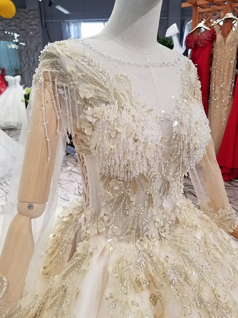 Used Long Sleeve Fat size Royal Yellow Wedding Gown in Guangzhou