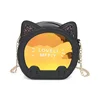 2019 New Quality Fashion Women Round Cat Ear Cute Small Messenger Bag shiny laser chain handbag