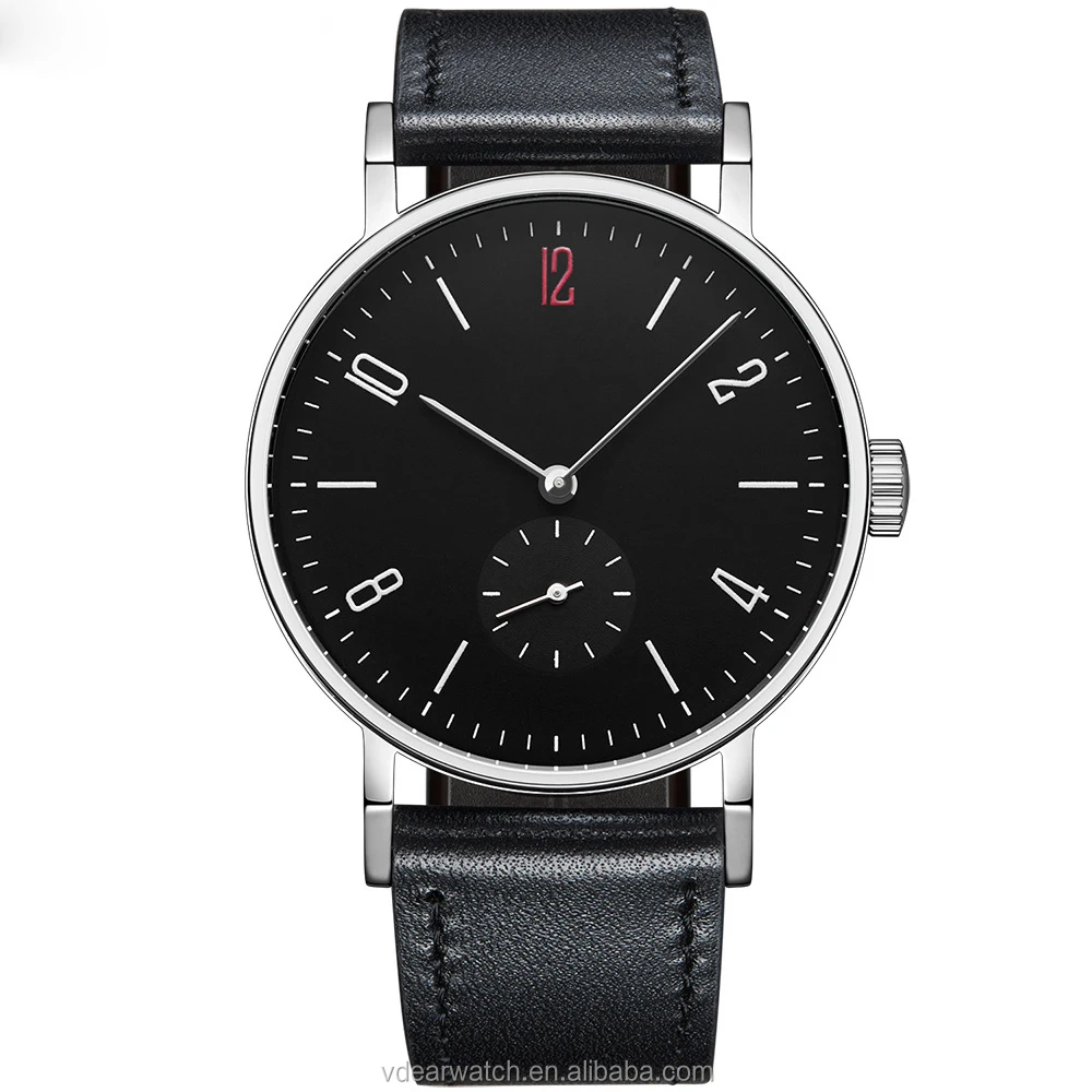 Solid stainless steel quartz men wristwatch two hands half hand custom watch logo own design