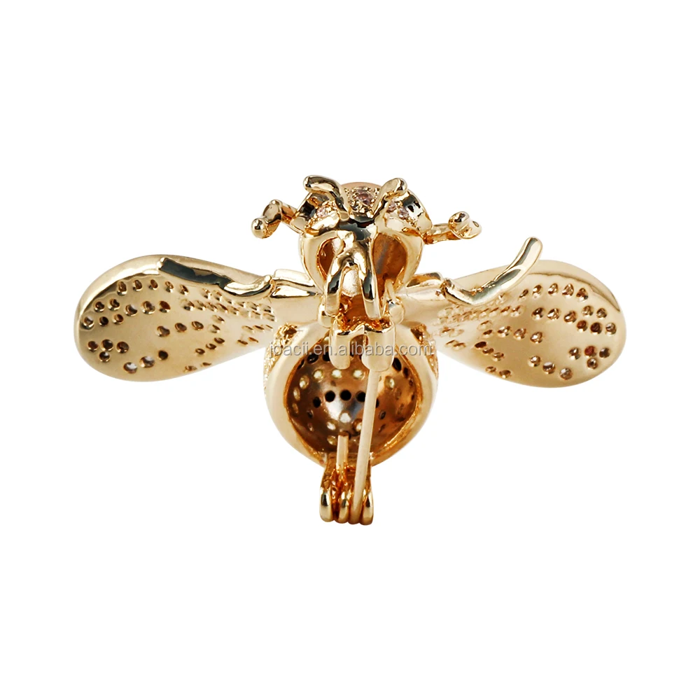 Joacii pearl copper alloy metal brooch shaped gold bee brooch