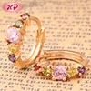 2015 small 18k rose gold plated hoop ring type earrings with zircon