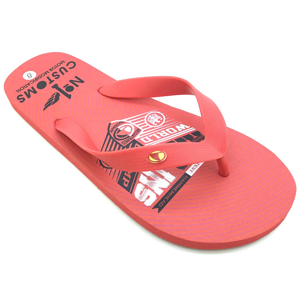 red designer flip flops