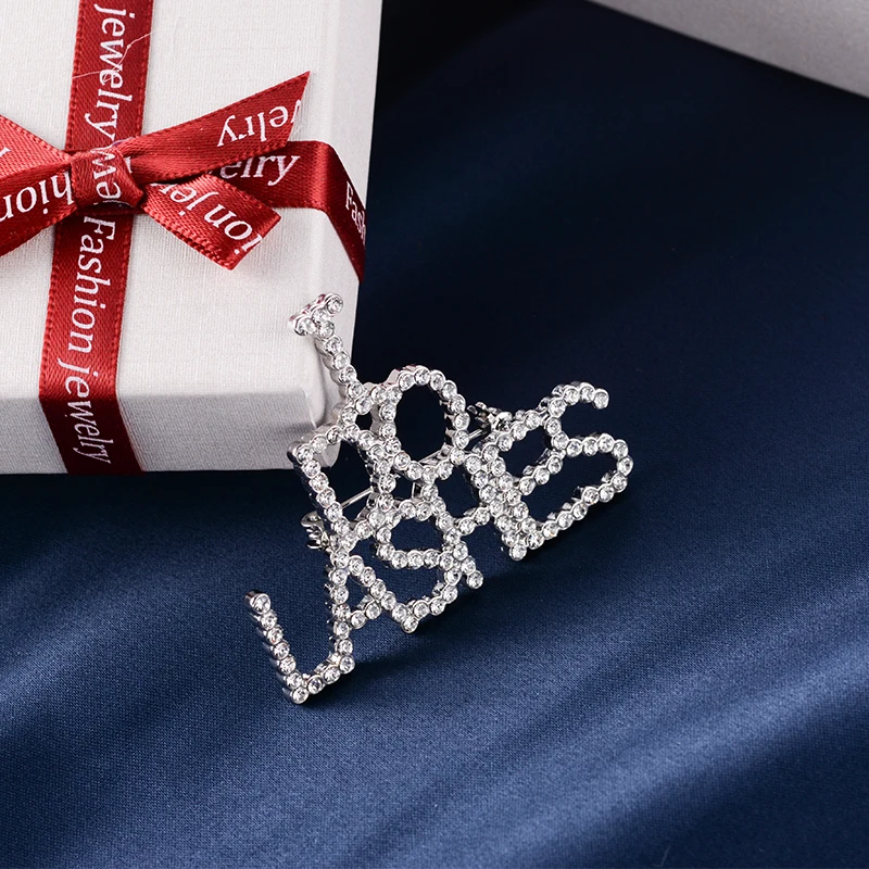 Guangzhou Factory Custom Letter Rhinestone Brooch Pins,Rhinestone Word