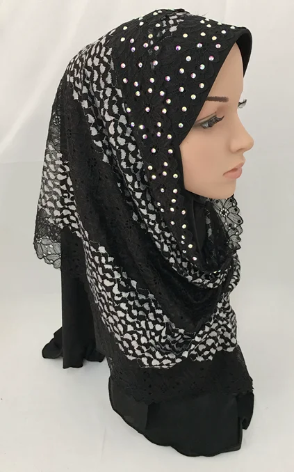 New Designs Fashion Lace Two Peices Muslim Hijab Scarf 