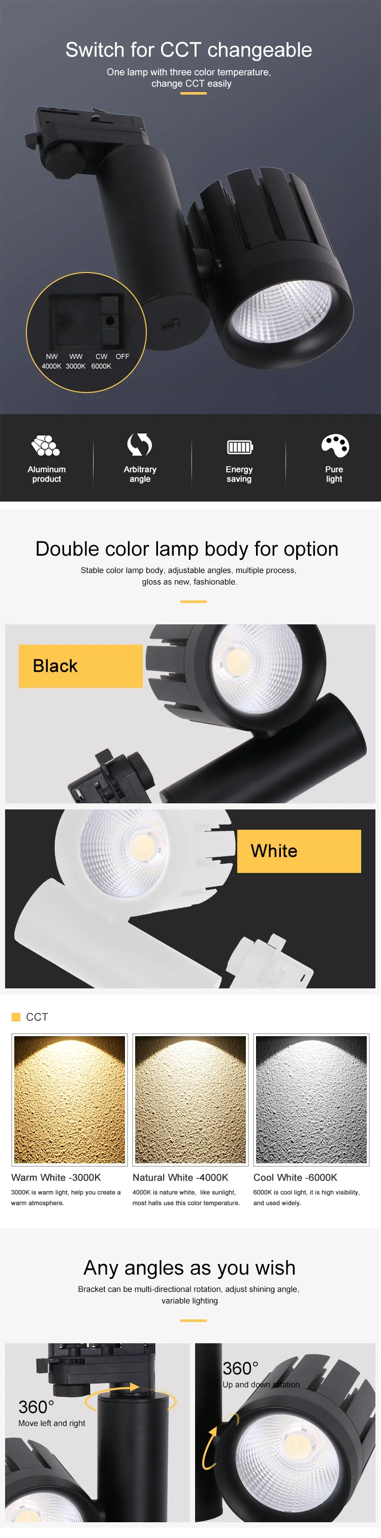 Hot sale best price CCT 30W led track light