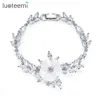LUOTEEMI Charm Real Shell Flower Bracelets & Bangles Marquise Cut Silver Color CZ Jewelry Bracelets For Women Christmas Gifts