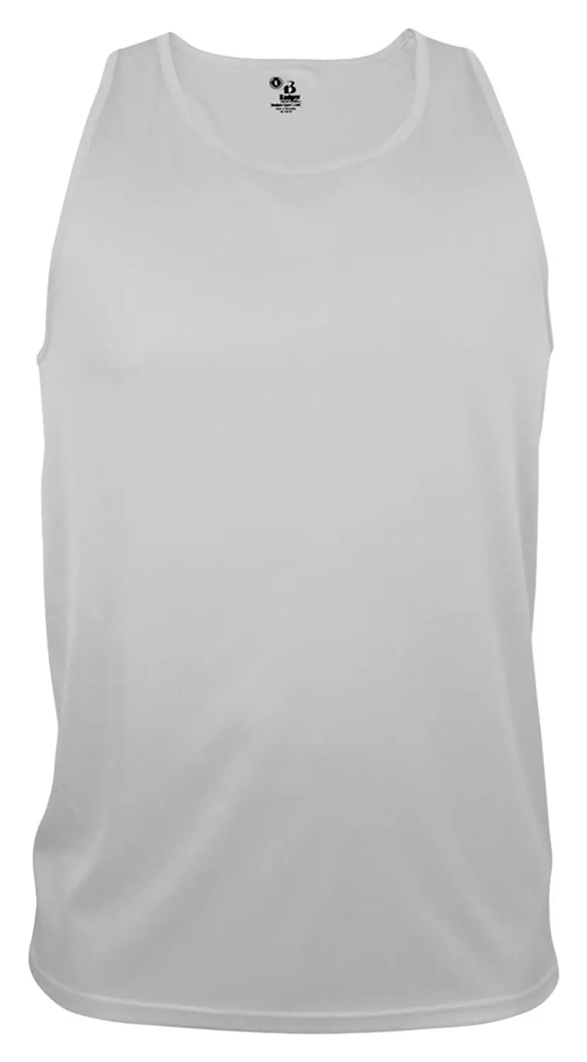Badger Big Boys Scoop Neck Sleeveless Plain Sports Tank Top White X-Large