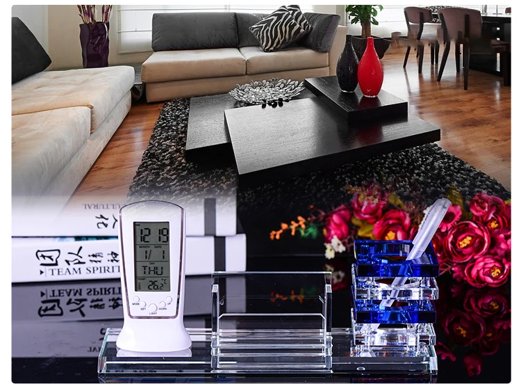 Handmade Colored Crystal Plum Blossom Flower Executive Gift Table Pen Holder