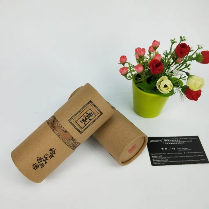 Food Grade  Cardboard Box Cylinder Kraft Paper Tube Packaging for Tea ,Wine,Dried Fruits