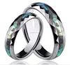 High polished 6mm tungsten rings with abalone shell inlay for lover