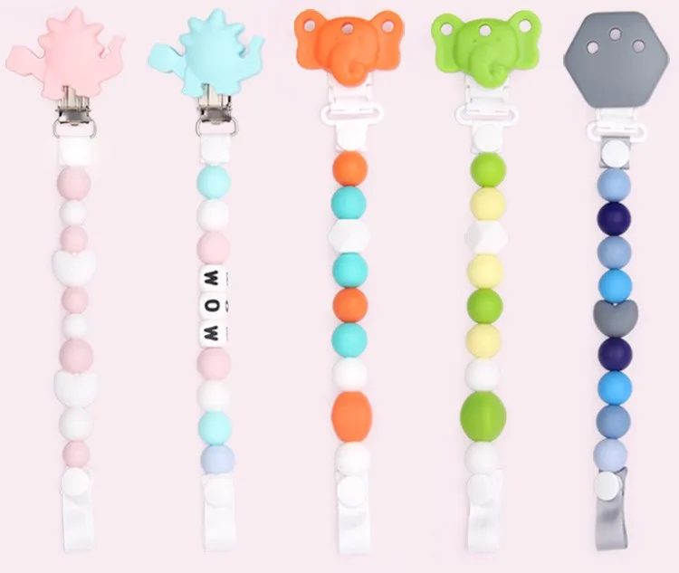 BPA Free Silicone Beads Baby Pacifier Chain Clip