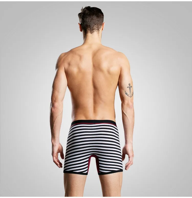 Oem Stripes Elastic Waistband Cotton Underwear With Fly Underpants For
