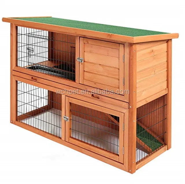 48" Rabbit Hutch Two Story Wood Bunny Cage Buy Rabbit Cage Mats