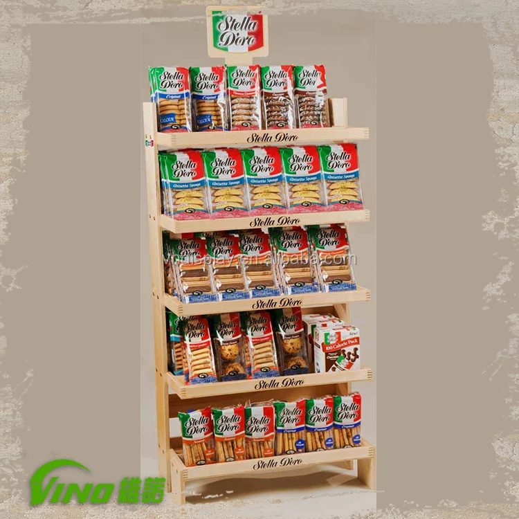 Beste Koop Houten Winkel Display Rack, Hout Brood Display Rack, Snack