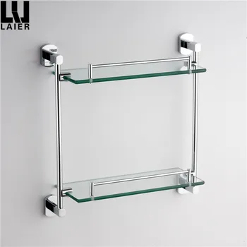 chrome and glass bathroom wall shelves