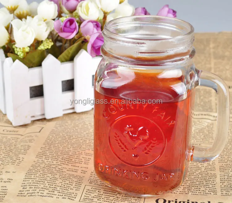 2015 last products drinking glass mason jar with handle straw and tin lid, mason jar with handle and hinged lids