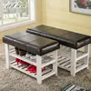 Factory price double layer white bedroom shoe organizer storage bench with seat