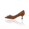 caramel 50mm comfortable heels for women suede work best shoes for office lady
