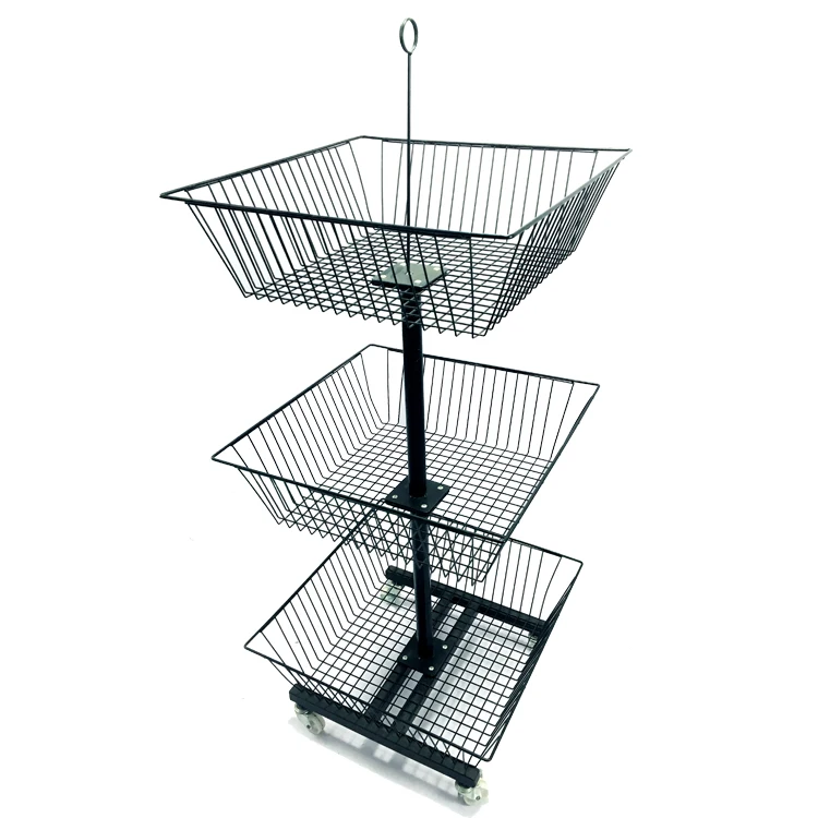 Wire Mesh Basket Shelves Folding Stacking Cage With 3 Layers For