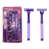 2018 New design factory supply wholesale 4pcs/unit disposable 3 blades shaving razor ladies