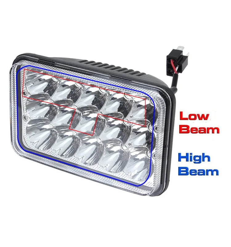Pair 7x6 H6052 Sealed Beam Replacement Headlights - Chrome Clear Cut With H4 Bulbs Included