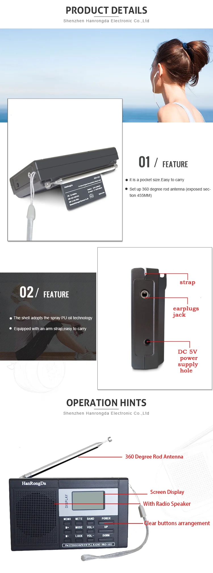 Mini Digital Fm Am Mw Sw Lw Radios With Set Up 360 Degree Rod Antenna